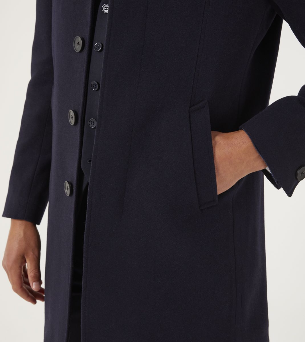 Mans Navy wool overcoat Knee length Skopes Mc Andrews